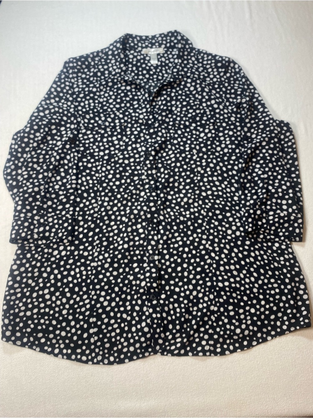 dressbarn Black and White Polka Dot Blouse